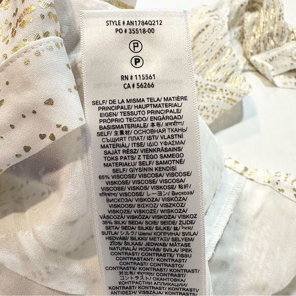 NWT 7 for all Mankind White Gold Blouse Tie Neck Button Front Size XS - Picture 9 of 11